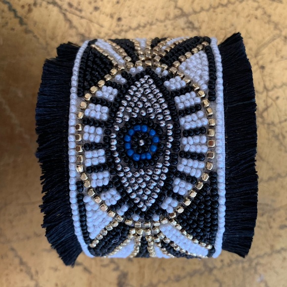 NEW evil eye fringe cuff handmade bracelet - Picture 3 of 3